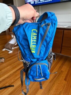 Camelbak Blue Hydration Backpack with Yellow Logo